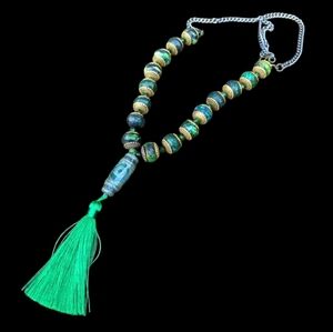 Green Agate Long Tassel Necklace